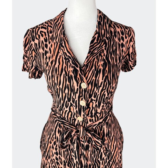 Wilfred Women Leopard Button-Front Midi Shirt Dress With Belt Viscose-Rayon XS - Picture 5 of 14